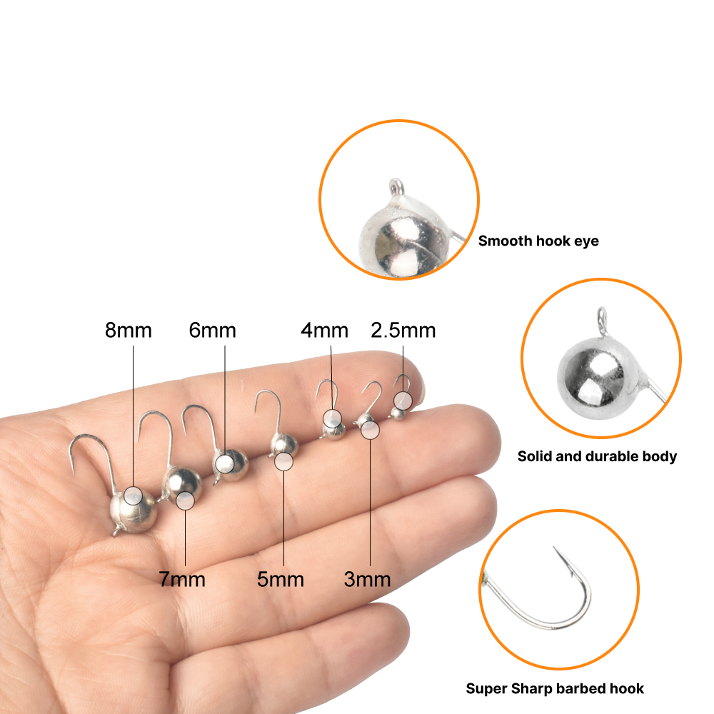 Fishing Hook Offset - MUUNN 5pcs Ice Fishing Jigs Heads,Ball