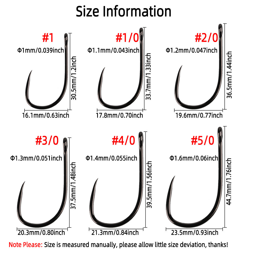 20pcs #1 1/0 2/0 3/0 4/0 5/0 S - Fishing Hook Barbless 评论和价格